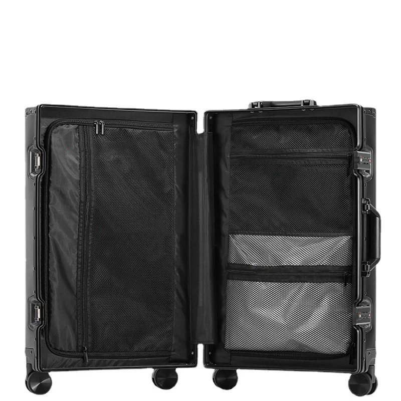 All-Aluminum Alloy Top Quality Light Luxury Trolley Boarding Suitcase Large Capacity Luggage Trunk Unisex Travel Package Bags