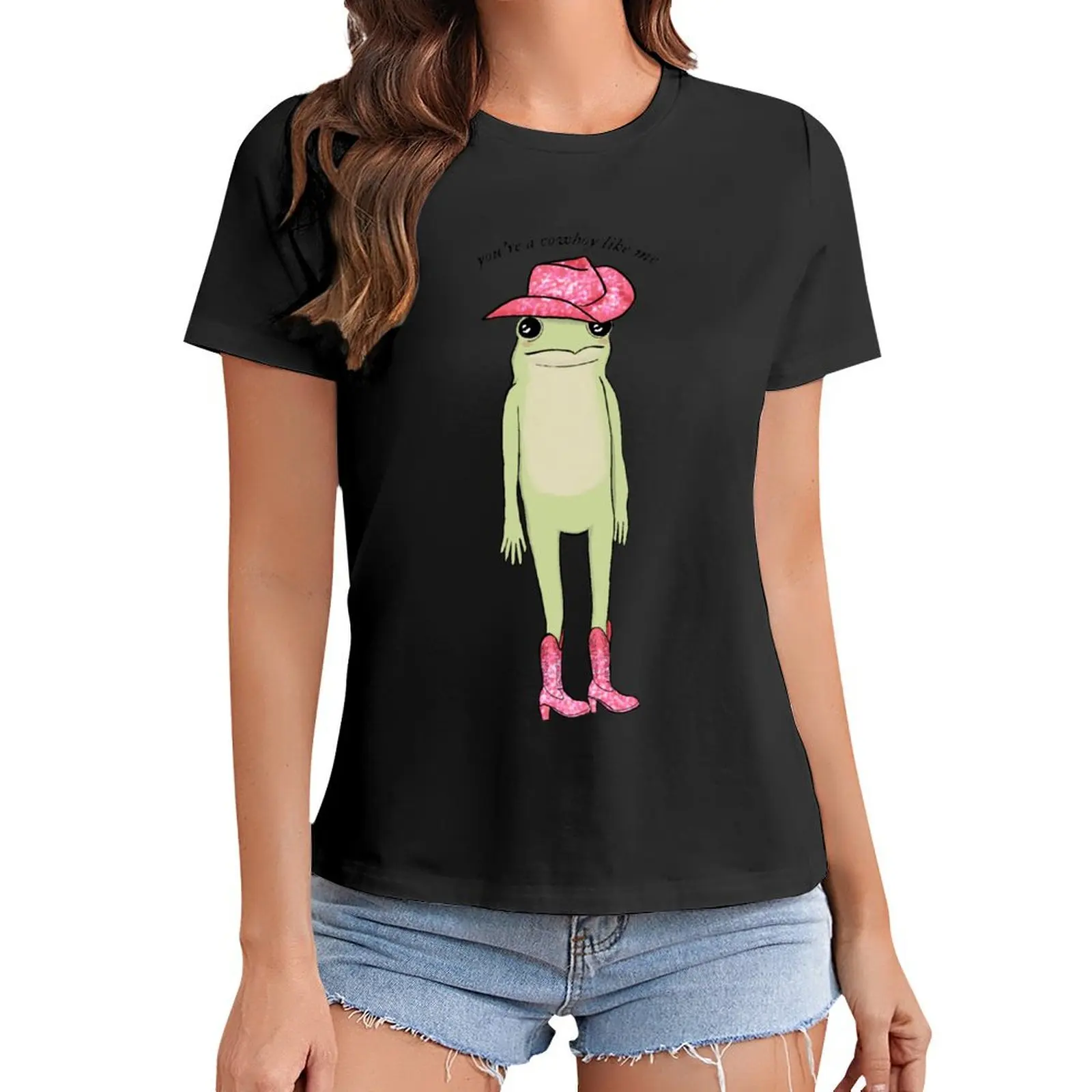 

you're a cowboy like me frog T-Shirt hippie clothes plus sizes t shirts for Womens