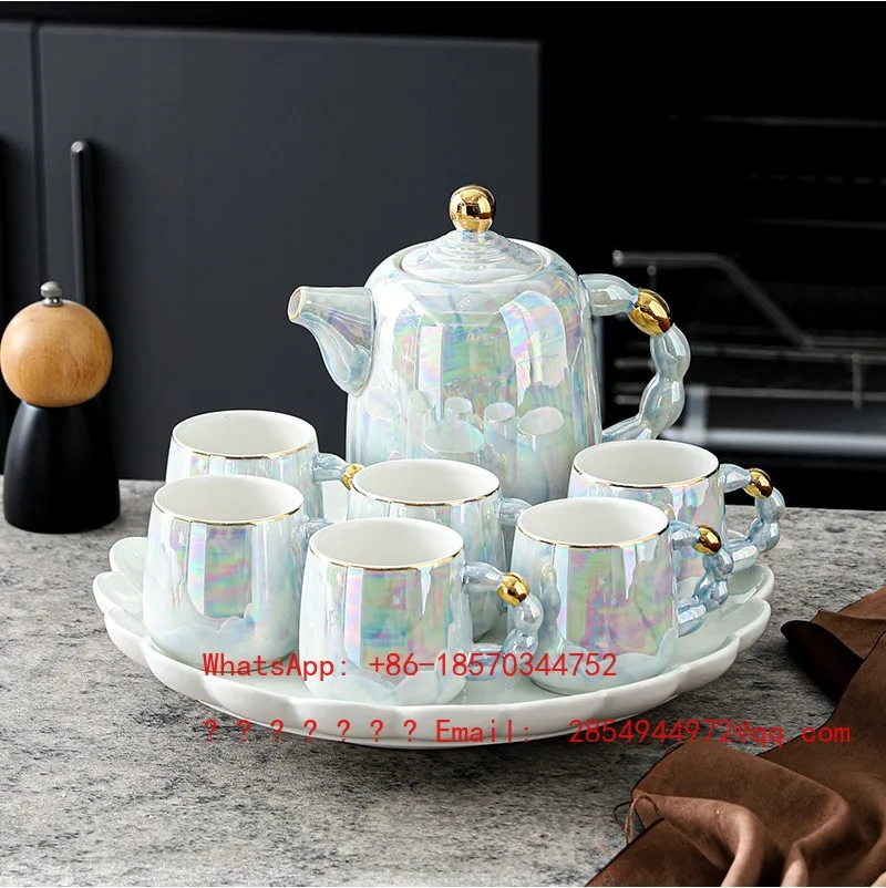 Light Luxury Hand-painted Pearl Cold Kettle Premium Water Set Black Coffee Cup Set