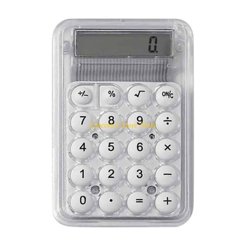 A3PC Pocket Mechanical Calculator 8 Digit Calculator Clear Candy Color Calculator with Big Buttons