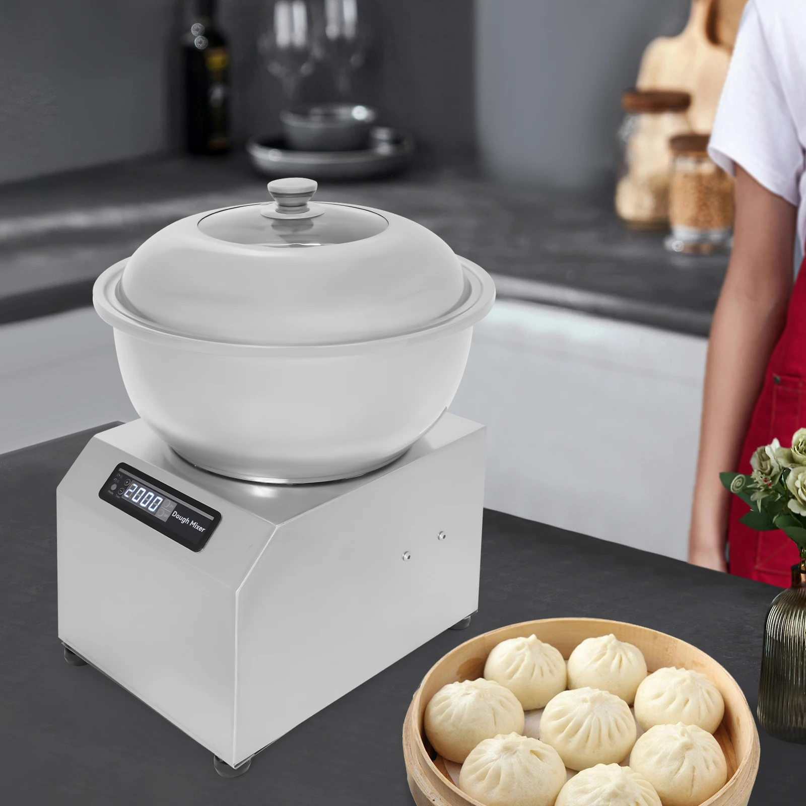 

Commercial Dough Maker 18LBS Stainless Steel Electric Spiral Kneading Machine for Bakery Pizzeria Restaurant 1100W Dual Rotating