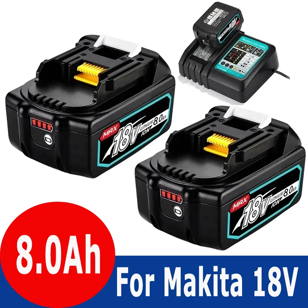 

18V Rechargeable Power Tool Battery 8000mAh Lithium Ion For Makita 18v Battery BL1840 BL1850 BL1830 BL1860B LXT 400+Charger