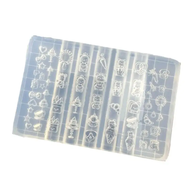 31BB Multifuntional Nails Molds Styling Mold Dessert Bear Theme Nails Accessories Moulds Suitable for Accessories Enhancement