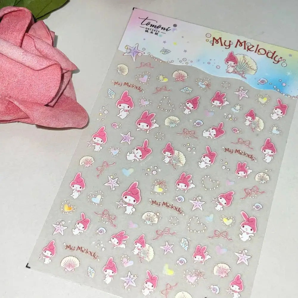 1 sheet Sanrio New 3D Relief Nail Art Stickers Nail Decals for Manicure fashion Design DIY Happy Accessories