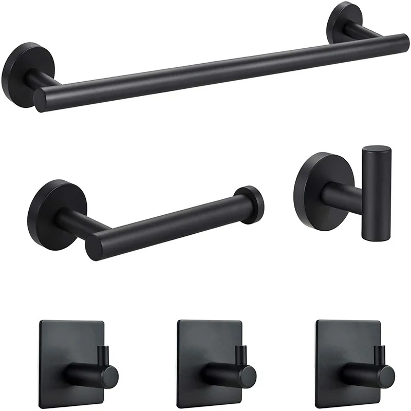 Conjunto De Hardware De Banheiro De Aço Inoxidável, Robe Hook, Barra Do Trilho De Toalha, Prateleira De Bar, Suporte De Papel Higiênico, Conjuntos De Acessórios De Banheiro