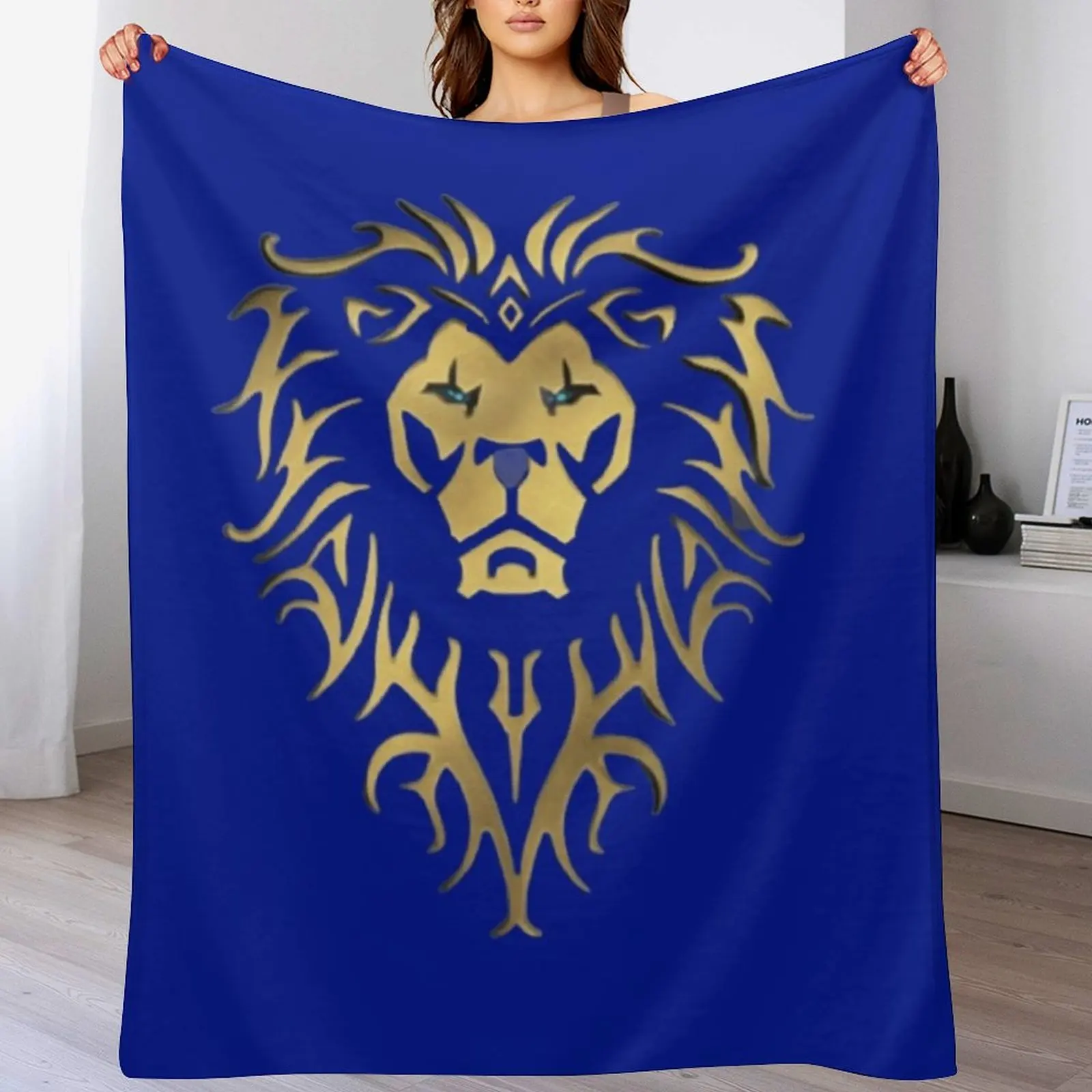 Alliance logo of the game World of warcraft - WoW - Throw Blanket Bed linens funny gift Blankets