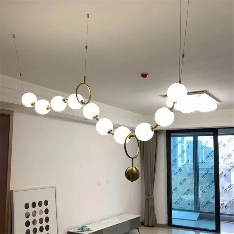 

Pearl Living Room LED Pendant Lamp Modern Minimalist Designer Table Lamp Strip Background Wall Bedside Chandeliers Room Decor