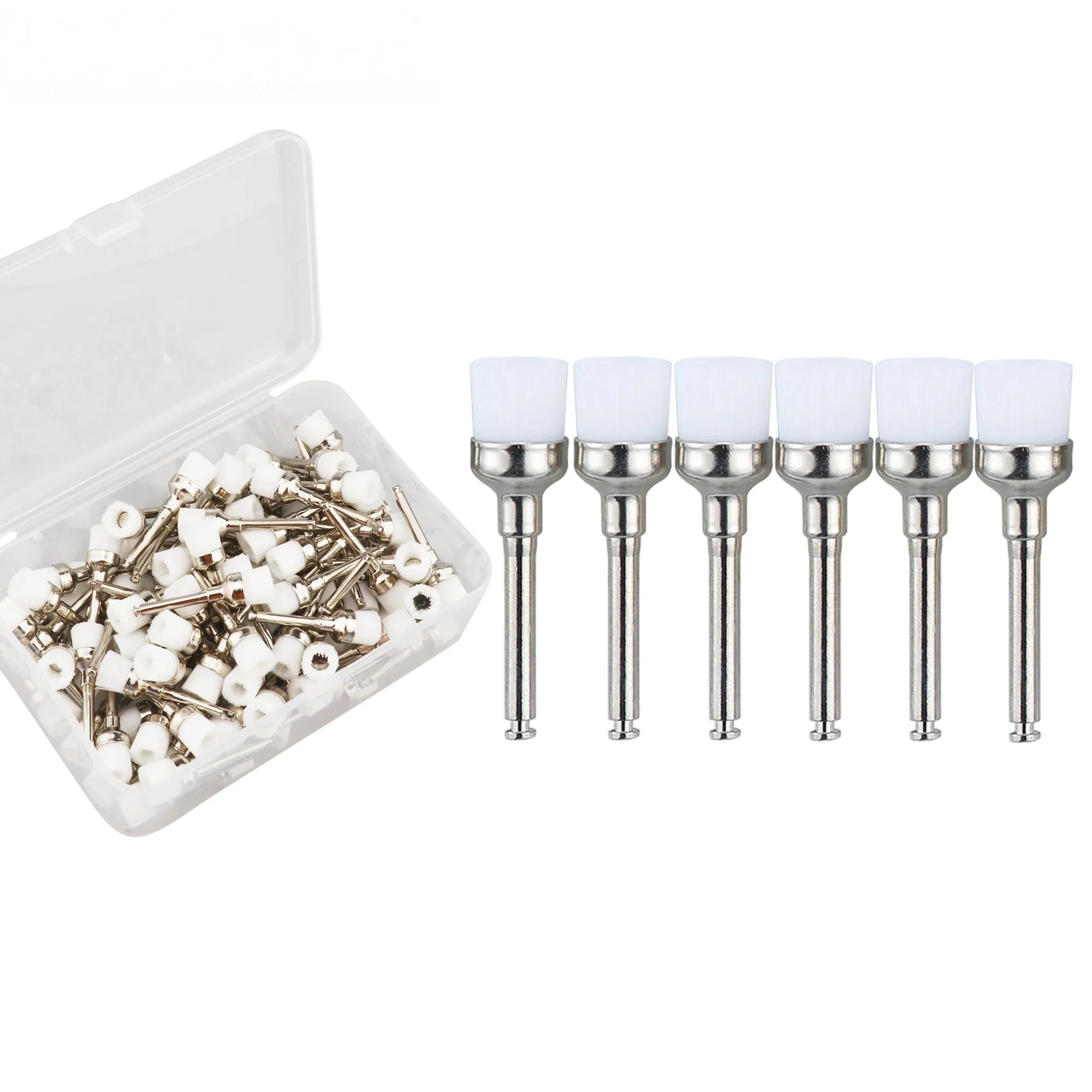 50pcs/100pcs Dental Nylon Polishing Brushes Bowl Shape Dentist Prophy Brush Prophylaxis Brushes for Contra-Angle Handpiece