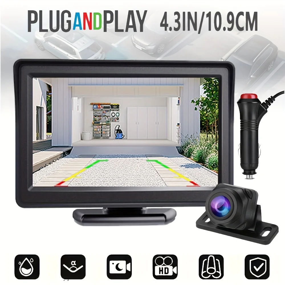 

Car Rear View Backup Camera 4.3inch HD Set Plug and Play Easy installation Vehicle Display Reverse Parking System