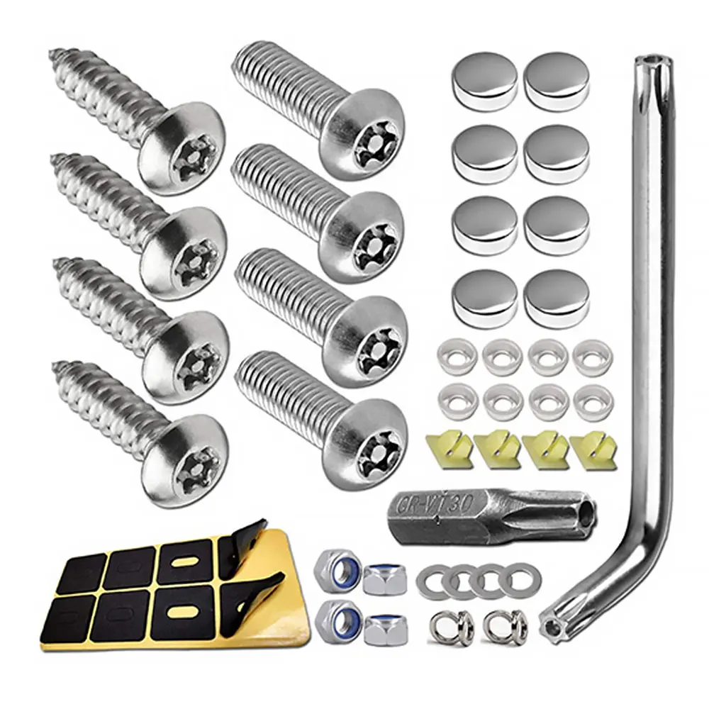 Anti Theft License Plate Screws Kits - Rustproof Stainless Steel Car Tag Plate