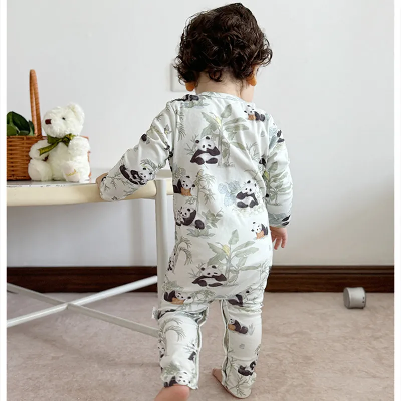 2024 Infant Cartoon Animal Printing Cotton Romper Toddler Girls Jumpsuit O-Neck Long Sleeves Baby Girl Boy Clothing  New Clothes