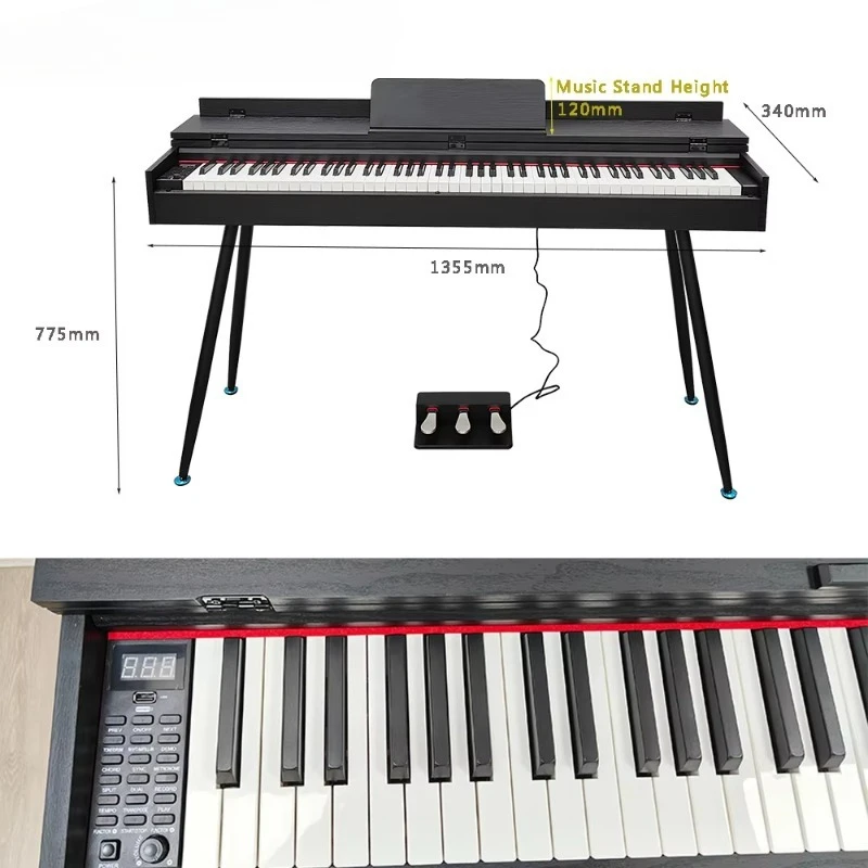 Digital piano Large music stand Portable 88-key hammer Action keyboard Bluetooth Midi desk Piano factory design A13T - view 4