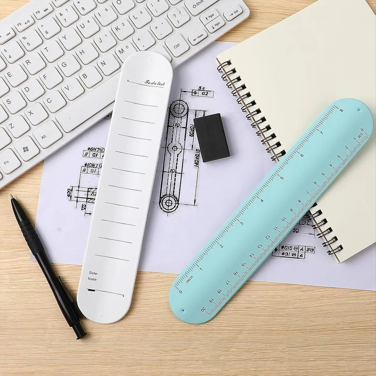 Latest ABBQ-Wearable Notepad, Silicone Memo Wristband with Ruler, Nurse Reminder Erasable Wrist Notepad with Pen and Eraser B