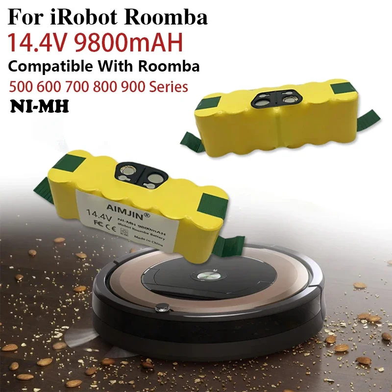 14.4V 9800mAh Replacement NI-Mh Battery for IRobot Roomba 500 600 700 800 Series Roomba 880 760 530 555 560 581 620 650