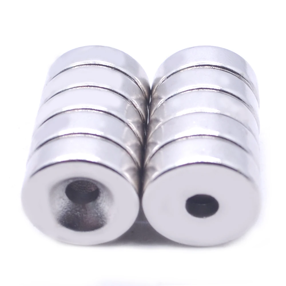 2pcs-1000pcs 15mm x 5mm Strong Magnets 15x5 15mm*5mm Countersunk Ring Hole 5mm Rare Earth Neodymium new  shipping 15*5-5mm imane