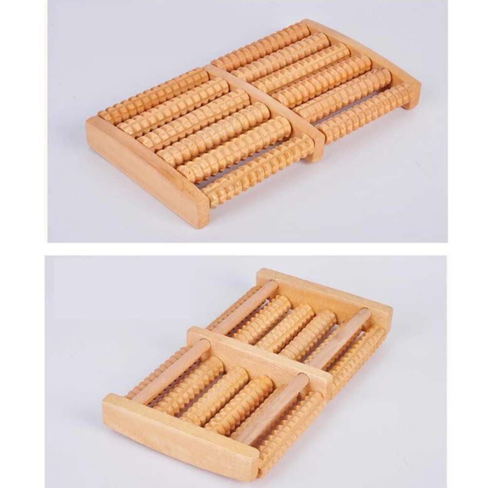 

6-Row Wooden Foot Massager Roller Natural Wood Foot Trigger Point Acupuncture Relaxation Pain Relief Arch Heel Tension Roller