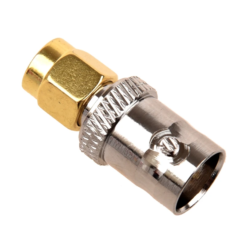 2X Gold Tone SMA Male To Silver Tone BNC Female Connector Adapter