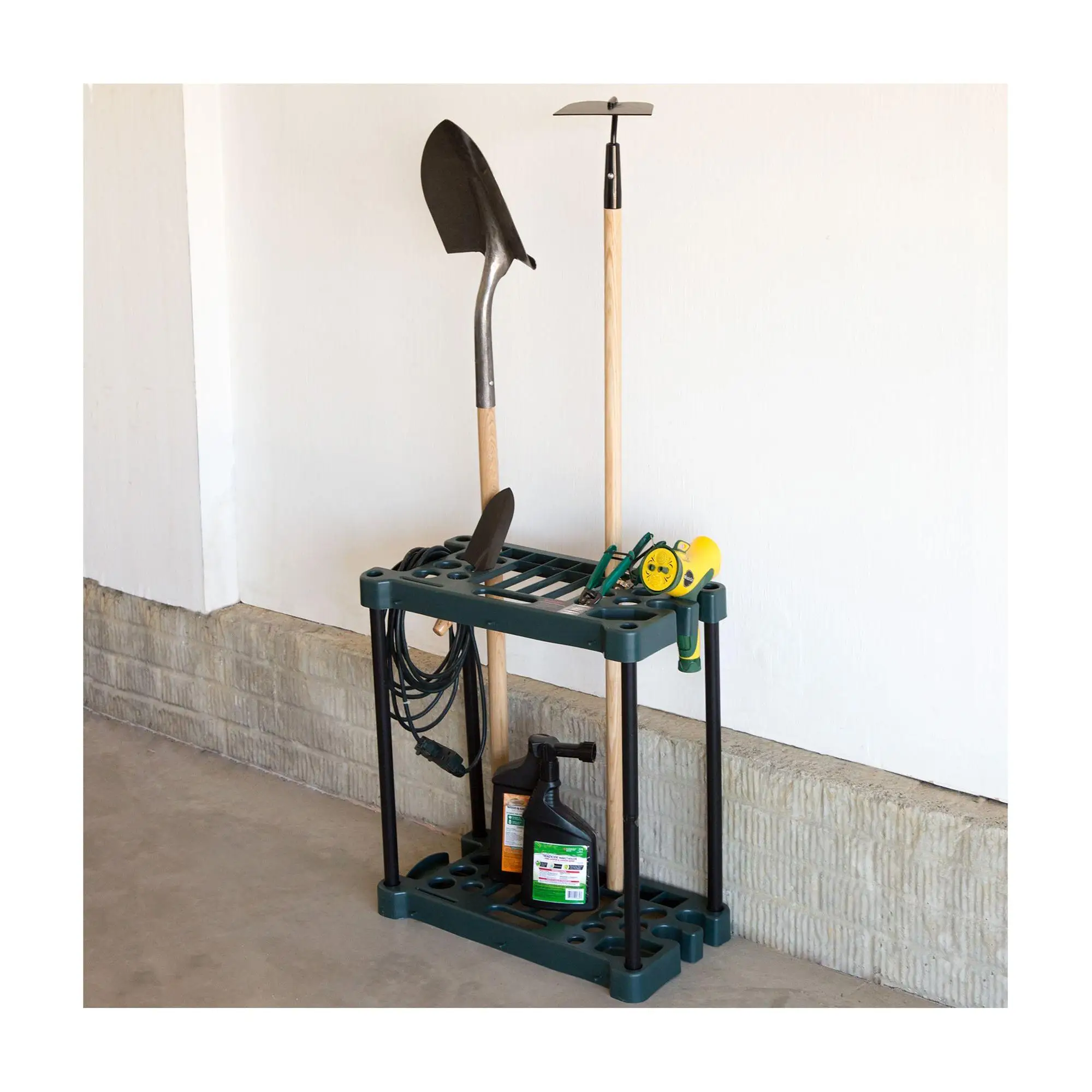 23 Inch Heavy Duty Utility Rack Wall Mounted Tool Organizer Holds Up to 30 Tools Garage Storage Rack for Garden Broom Shovel Hand Tools Multi-Purpose Space Saving Tool Holder System