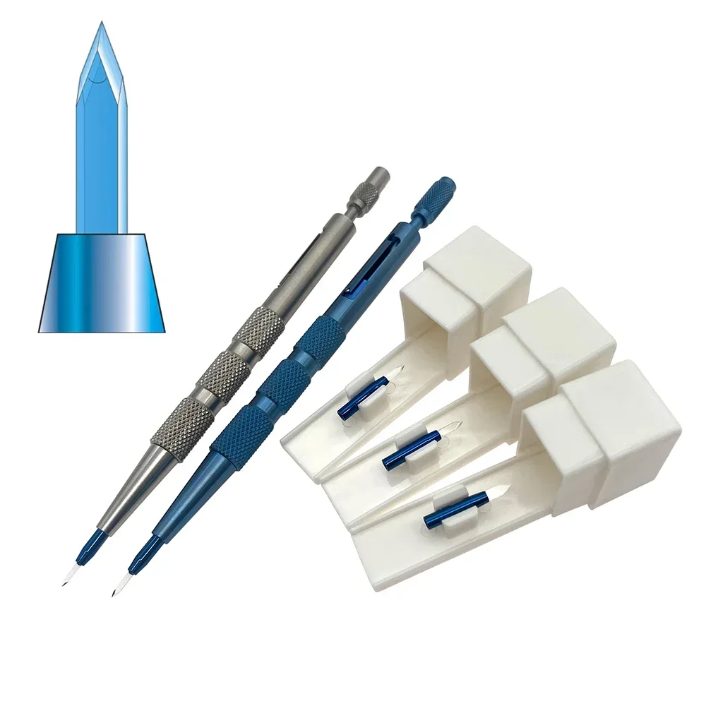 Sapphire Keratome Blades Stab Incision 1set Straight Double Lancet Knife with Handle Ophthalmic Microsurgical Blade