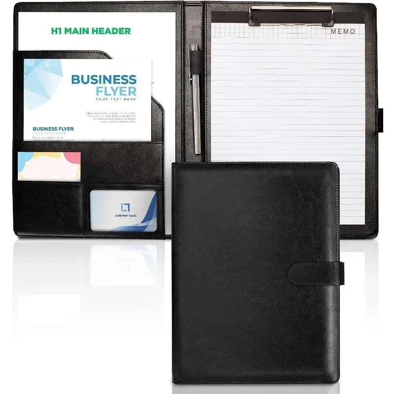 

Business A4 Leather Clipboard Folder Padfolio Resume File Folder Padfolio Clipboard Interview Conference Document File Organizer