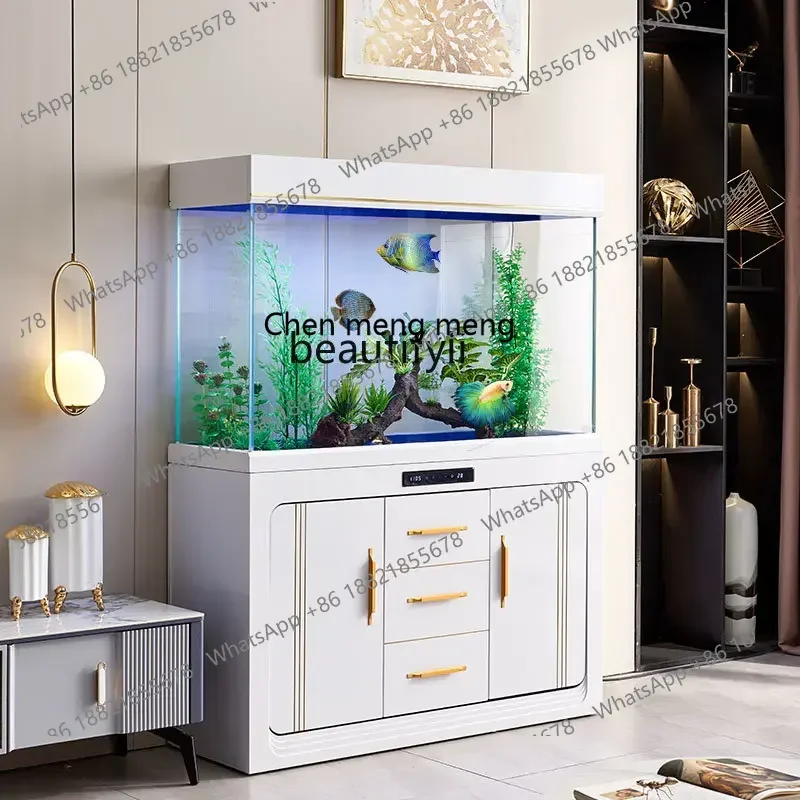 cc182l Ecological Square Fish Tank Household Super White Glass Partition Screens Bottom Filter Change Water Lazy Fish Tank