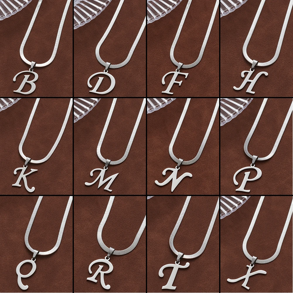 A-Z Alphabet Stainless Steel Necklace Jewelry Women 2024 Sliver Color Clavicle Chain Desinger Charms Pendant Choker Wholesale