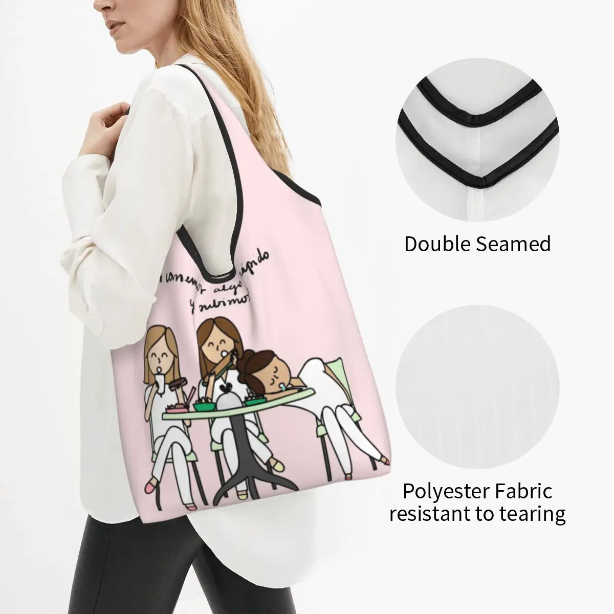 Kawaii Print Enfermera En Apuros Doctor Nurse Medical Shopping Tote Bag Portable Shoulder Shopper Handbag