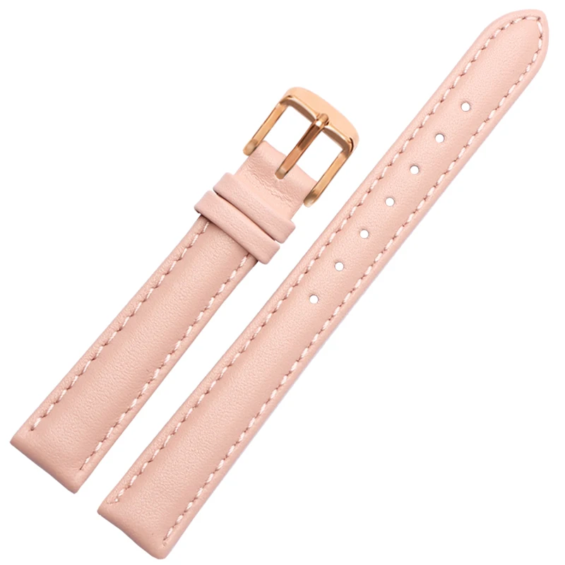 Dames Effen Leren Band 12Mm 14Mm 15Mm 16Mm 18Mm 20Mm Voor Casio Fossil Tissot Armani Folli Follie Grijs Roze Blauw Wit Bruin