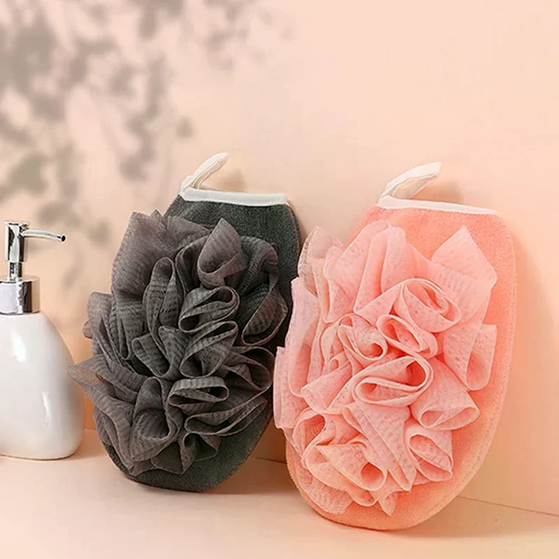 Exfoliërende dubbelzijdige handschoenen Lichaamsreiniging Badbloem Badkamer Douchebal Body Scrubber Badspons Handdoek Badkamergereedschap