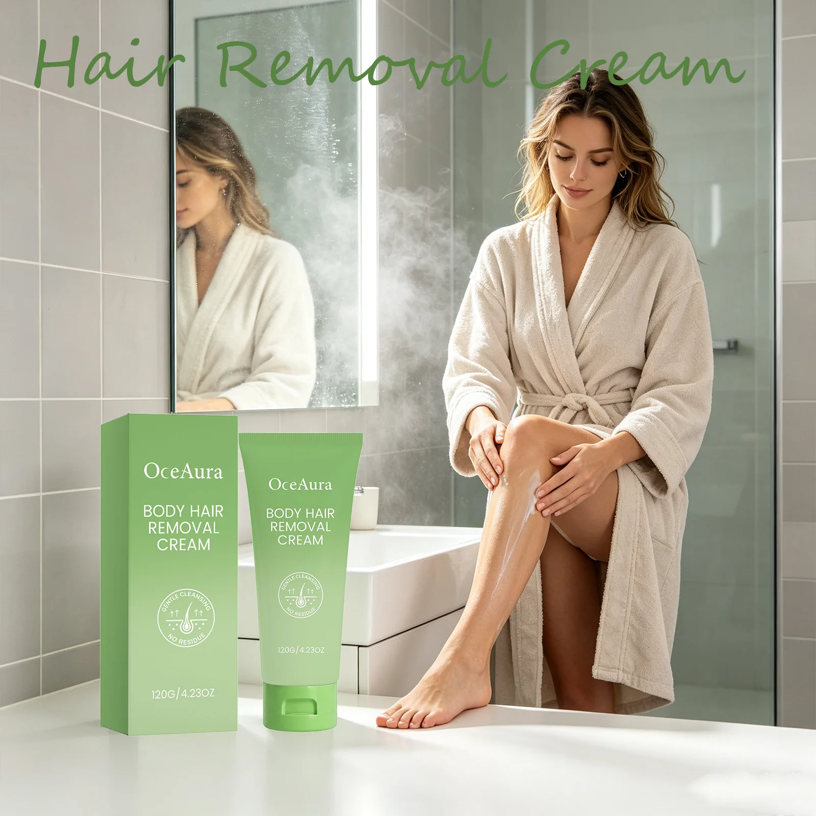 OceAura Hair Removal Cream Plant Mild Formula Gentle Depilation Deep Hydration Soothing Body Depilatory Cream for Sensitive Skin