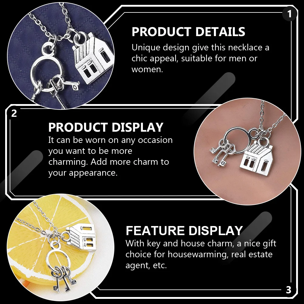 

Alloy House Pendant Necklace Key Charm Sweater Chain Fashion Gift for Housewarming Real Agent Alloy Necklace