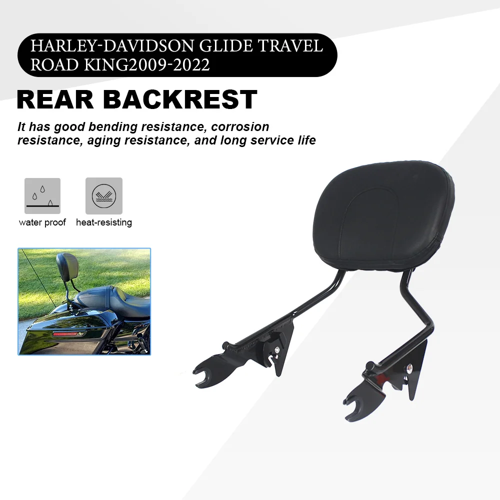 Motorcycle Passenger Sissy Bar Backrest Luggage for Harley Davidson Touring Road King FLHR Street Road Glide FLTR 2009-2023