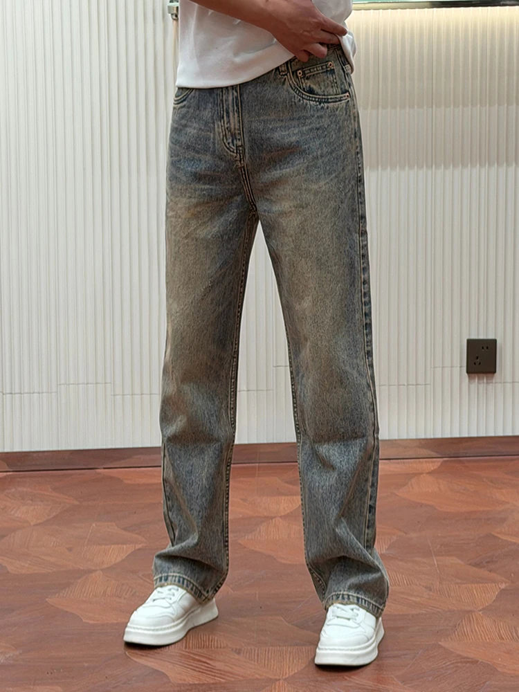 Retro High Street Men's Jeans Casual Loose Straight Leg Pants Youthful Trendy All-Match Long Trousers Autumn Winter Fashion