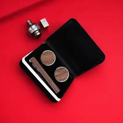 

1 set 1 Set Walnut Wood Tie Clip Sturdy Lightweight Fashion Cuff Links Party Necktie Fixing Shirt Fastener Cloth Accessories