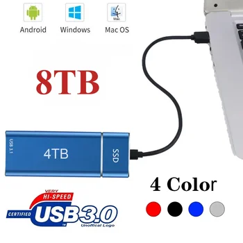 휴대용 USB 3.1 모바일 하드 드라이브, 컴퓨터 저장 장치, PC 노트북용 솔리드 스테이트 디스크, M.2 SSD, 4TB, 2TB, 1TB