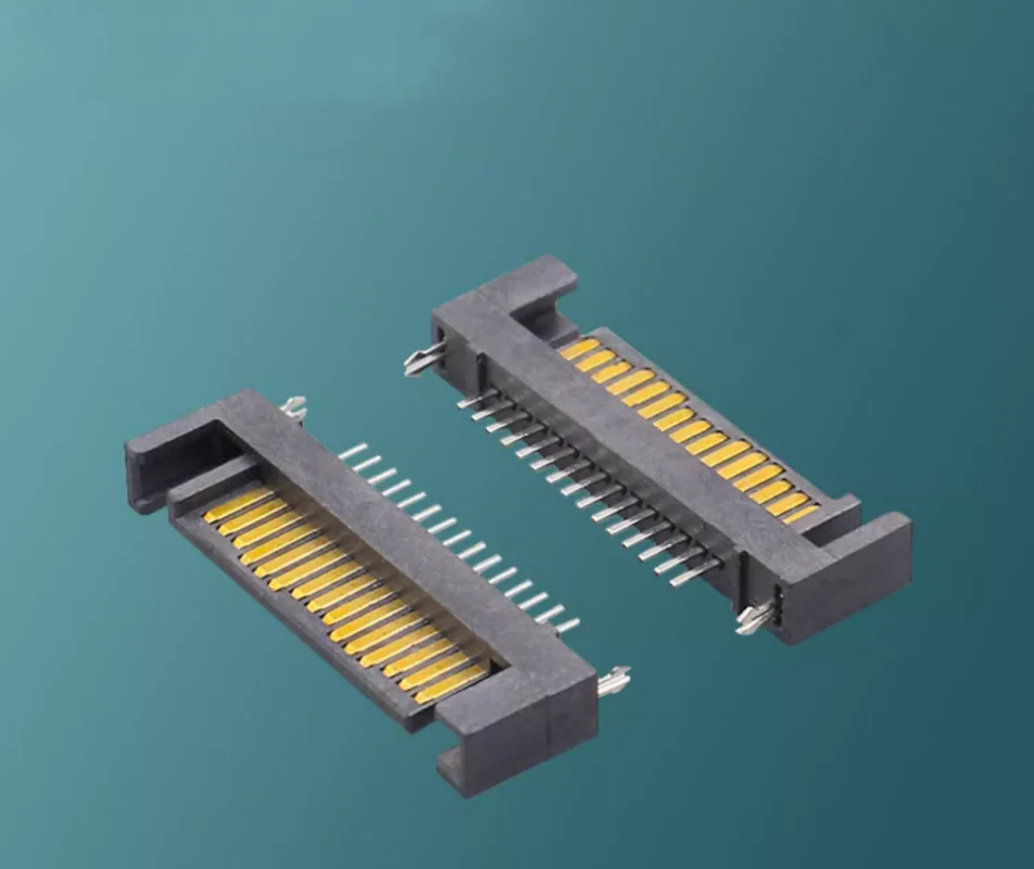 

100pcs SATA15P seat is directly plugged in 180 degrees, double harpoon positioning foot, connector socket