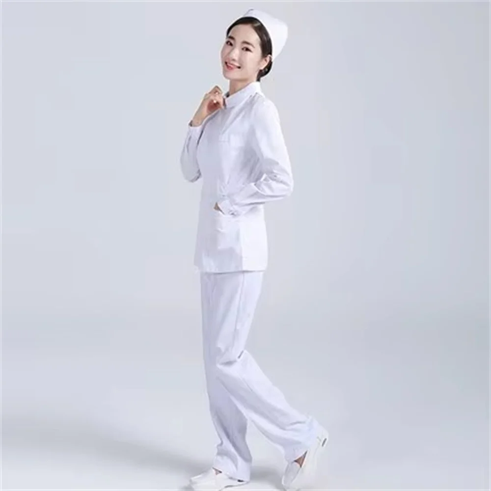 Uniforme d'infirmière à manches longues et col rond pour femme, costume UC, salopette de pharmacie dentaire, salon de beauté, nouveau