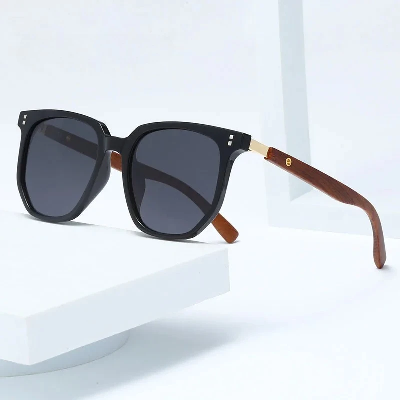 

Retro Nails Square Sunglasses Fashion Wood Graining Shades UV400