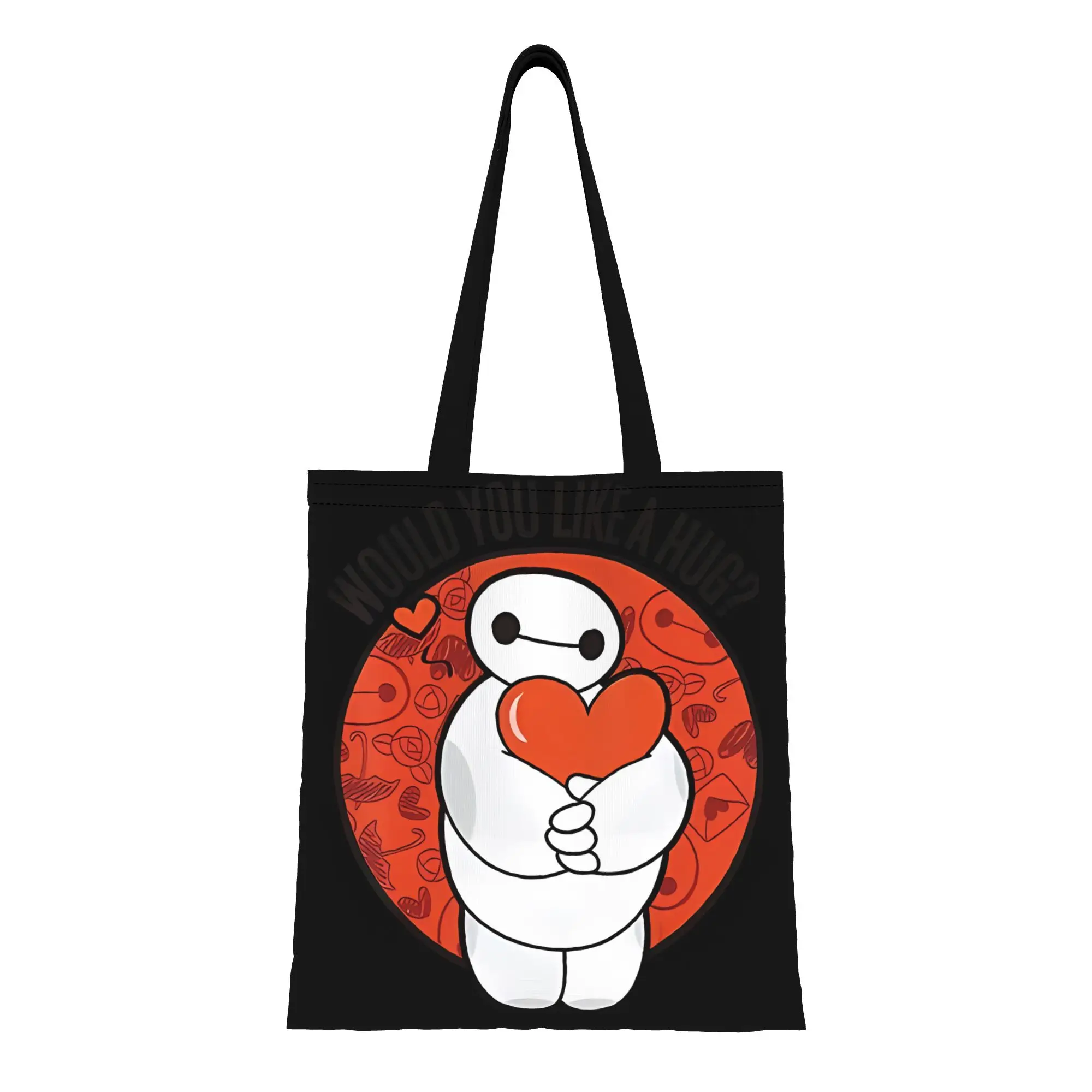 

Back to school season Big Man Cute Robot Hug Valentine's Big Hero 6 Canvas Tote Bag Perfect for Shopping Women's Top-Handle Bags