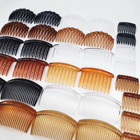 32 st (9 tänder + 11 tänder + 17 tänder + 23 tänder) 4 stilar med 4 färger vardera 2 retro hårkammar i plast för kvinnor 8 best sales vintage hårkam - №1