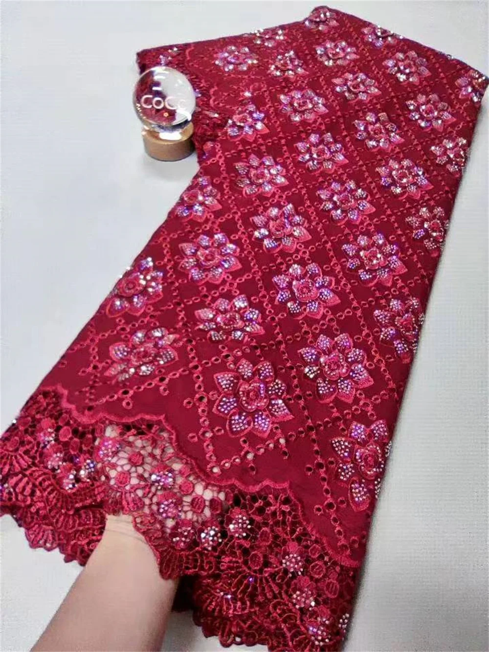 

African Lace Fabric 2025 High Quality,Cotton Fabrics By The Meter,Embroidery,Linen,Party Dresses,Tulle,Fashion,Cloth,5 Yards