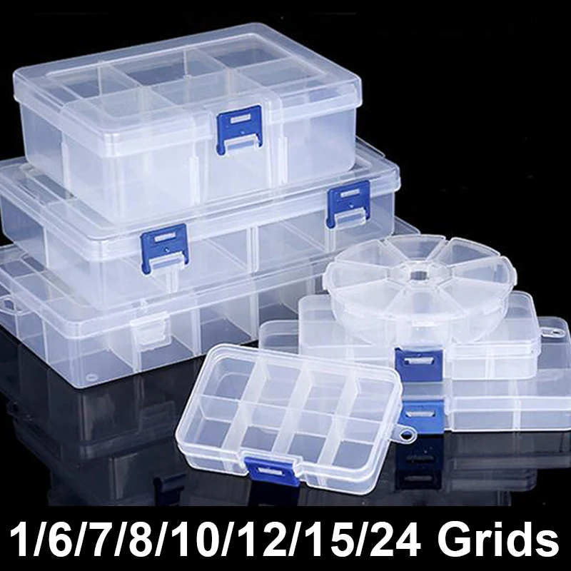 Transparent Plastic Storage Jewelry Box Plastic Compartment Adjustable Container Storage Boxes Beads Earring Organizer Case