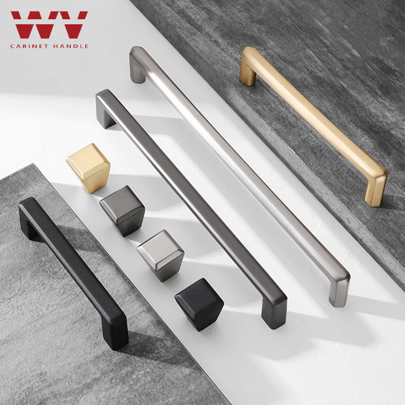 

WV Modern Minimalist Pulls Cupboard Pearl Gold Brass Cabinet Door Handles Gray Zinc Alloy Drawer Knobs Kitchen Furniture Hardwar