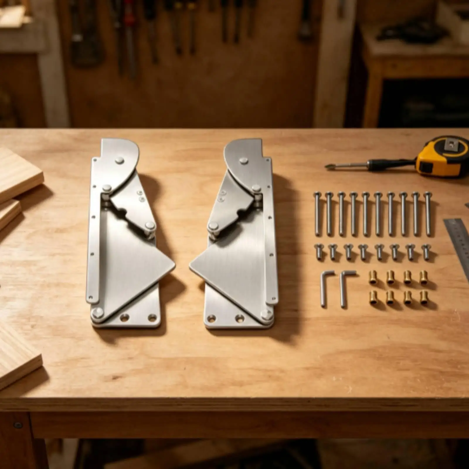 Folding Table Hardware Kit Stainless Steel Flip-down Table Support Kit Space-Saving Folding Bracket for Woodworkers, Carpenters,