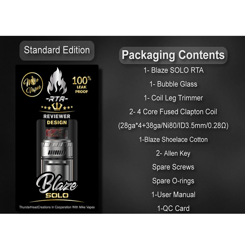 الأصلي ThunderHead Creations Blaze Solo RTA Tank 3.5 مللي/5.5 مللي الزجاج لفائف واحدة العلوي ملء رذاذ السجائر الإلكترونية #4