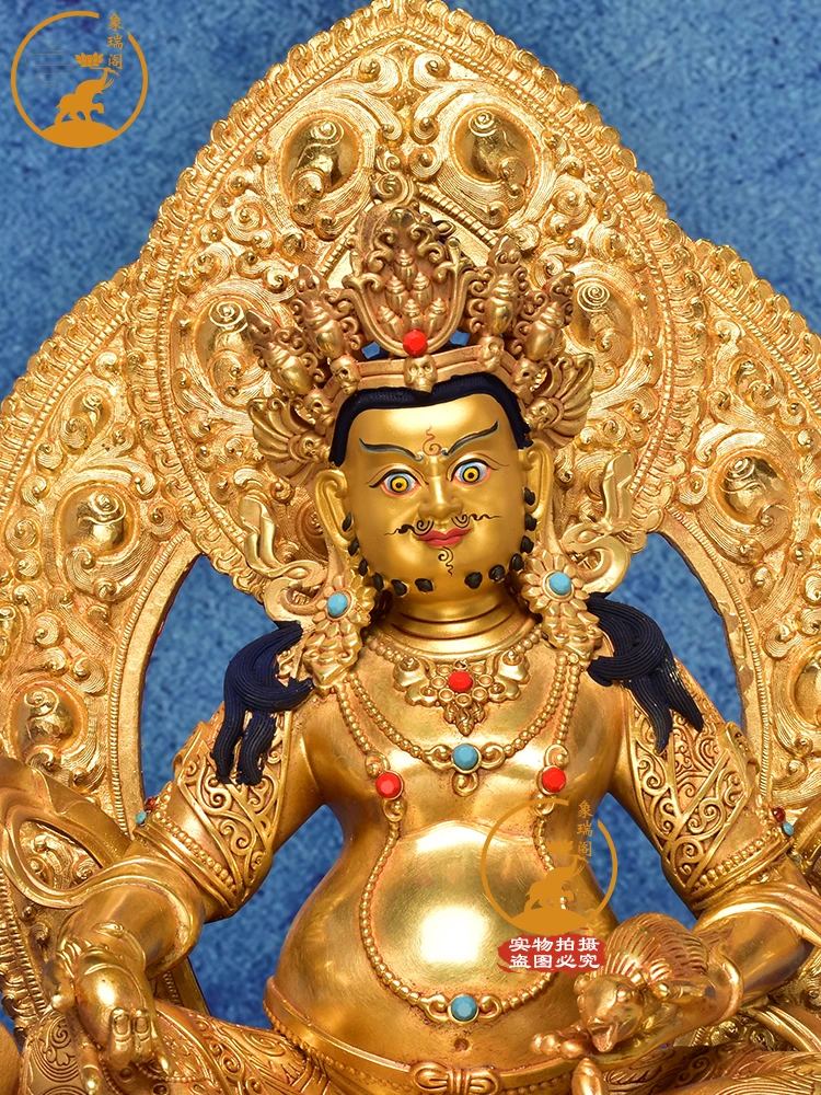 Xiangrui Pavilion Pure Copper Gilt Tantra Yellow God of Wealth Five Surnames God of Wealth Home Desktop Tibetan Bronze Statue Or