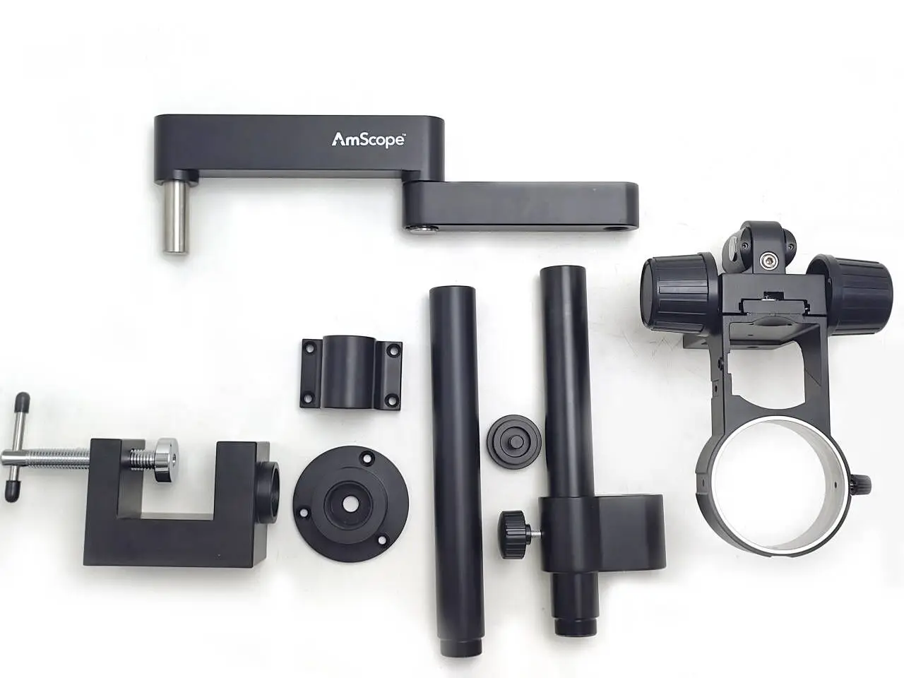 Imagem -02 - Amscope-articulando Braço Microscópio Suporte Três Uso 76 mm Focando Rack para Microscópio Estéreo Navio de Moscou