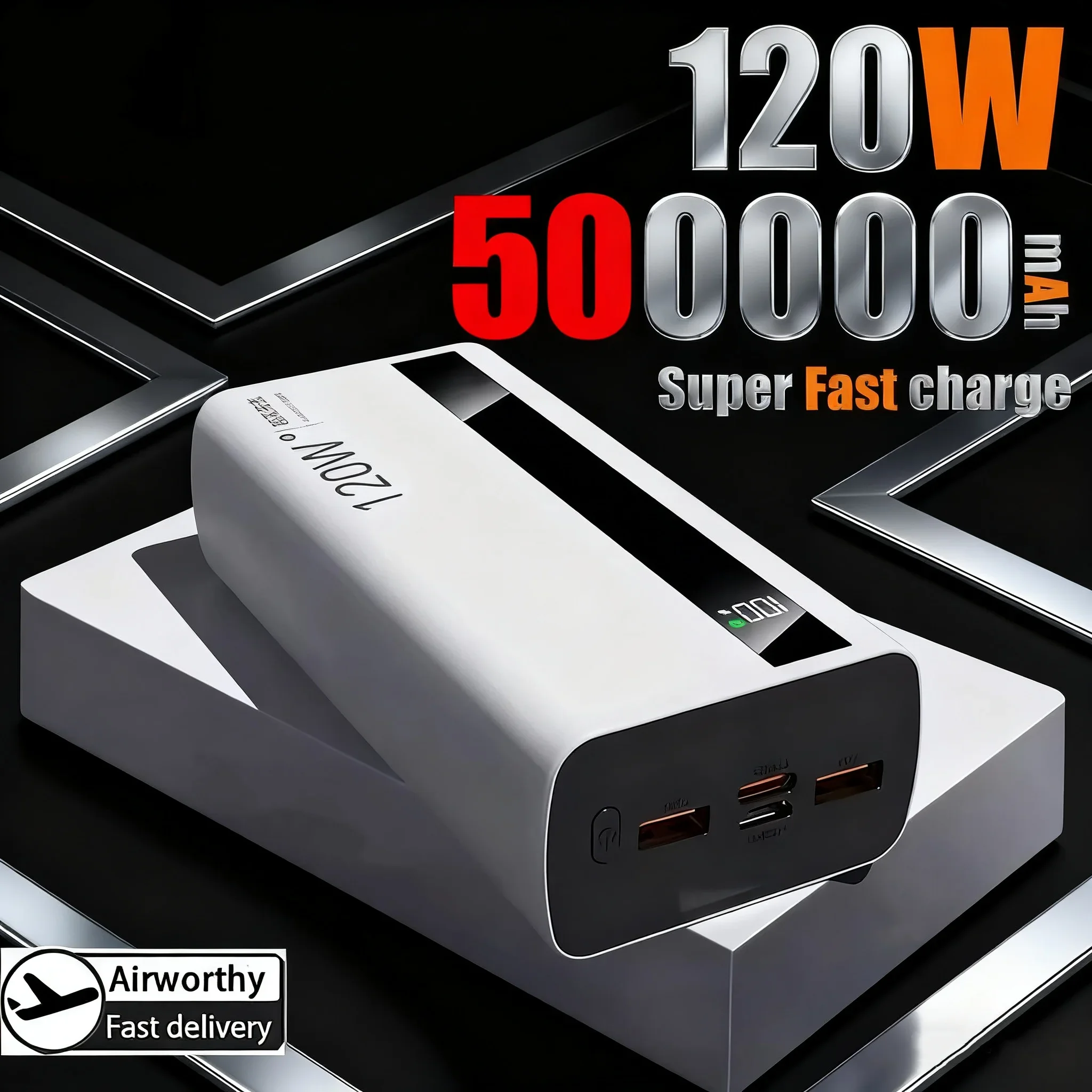 

500000 мАч 120 Вт сверхбыстрая зарядка Power Bank большой емкости Power Bank портативное зарядное устройство для iPhone Samsung Huawei
