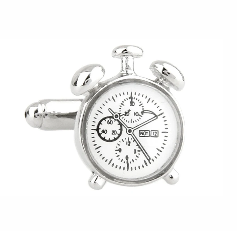 Men\'s Cufflinks Clock Design White Color Quality Copper Cuff Links Wholesale&retail
