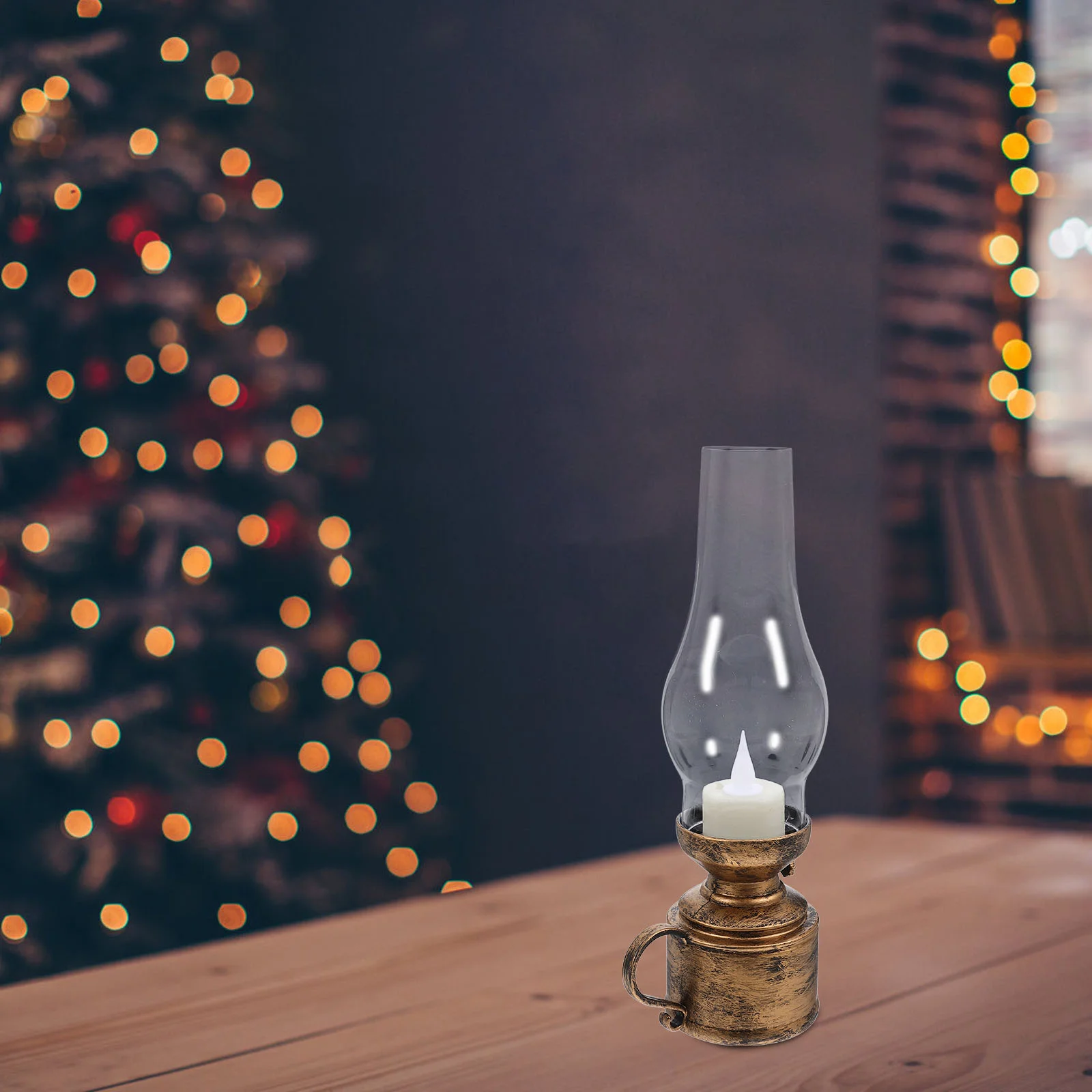 Retro Kerosene Lamp Lanterns Vintage LED Light Handheld Home Flameless Decor Crafts Large